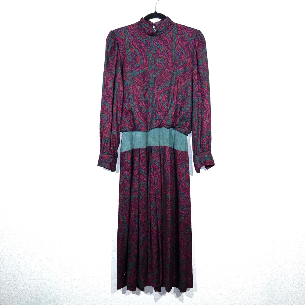 Vintage Patty O'Neil‎ Purple Paisley Blouson Maxi Dress Size 6